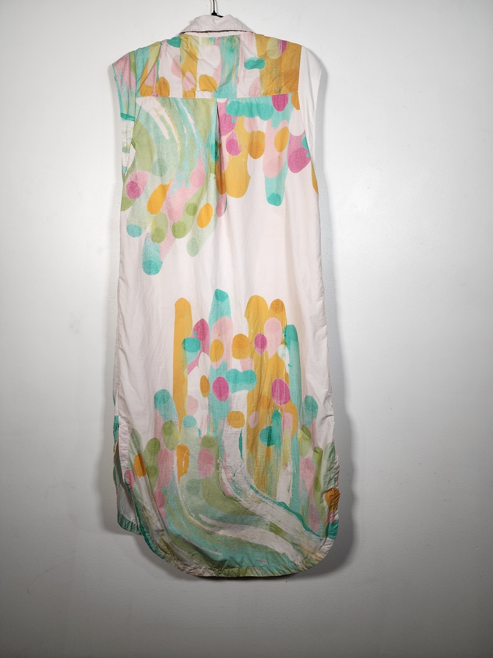 MAEVE Sleeveless Button-Front Painted Print Tunic - White Multicolor - Picture 4 of 7